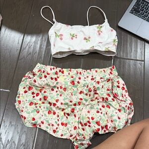 Anthropologie White Crop Top and Shorts Set